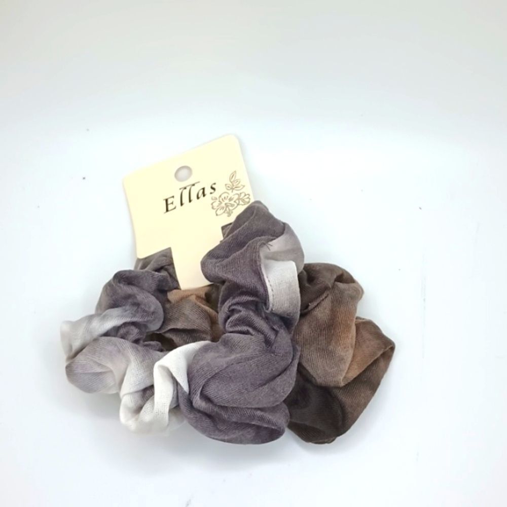 SOFT tie-dye scrunchies gray and taupe